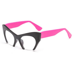 Retro Anti Geometric Half Frame Cat Eye Glasses Black rose