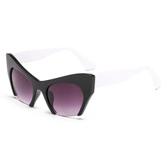 Retro Anti Geometric Half Frame Cat Eye Glasses Black white