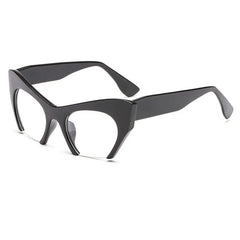 Retro Anti Geometric Half Frame Cat Eye Glasses Bright black