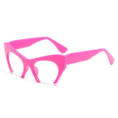 Retro Anti Geometric Half Frame Cat Eye Glasses Rose red