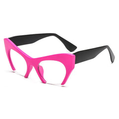Retro Anti Geometric Half Frame Cat Eye Glasses Rose red