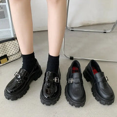 Retro Black PU Leather Boots