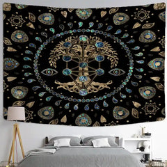 Retro Bohemian Hanging Tapestry Wall Decor 95x70cm / Black