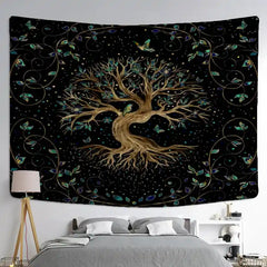 Retro Bohemian Hanging Tapestry Wall Decor 95x70cm / Black