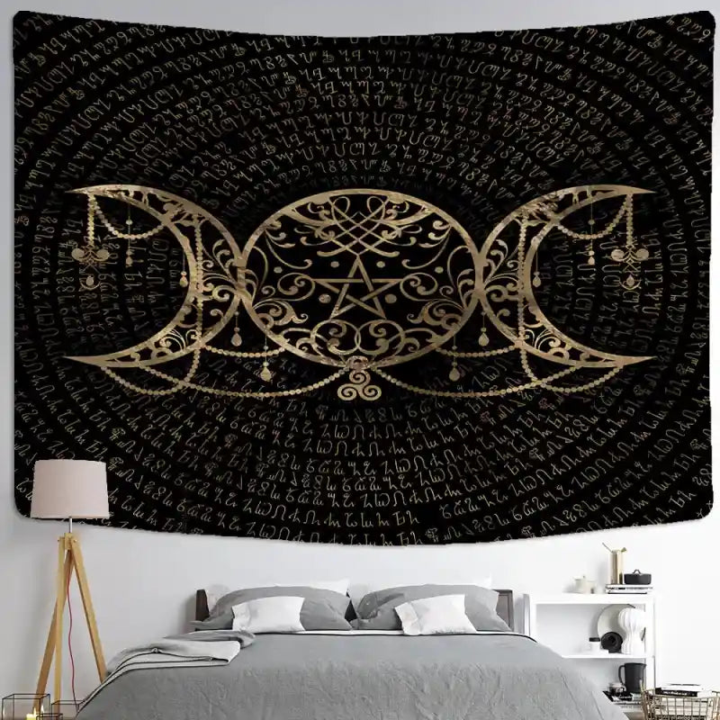 Retro Bohemian Hanging Tapestry Wall Decor 95x70cm / Gold