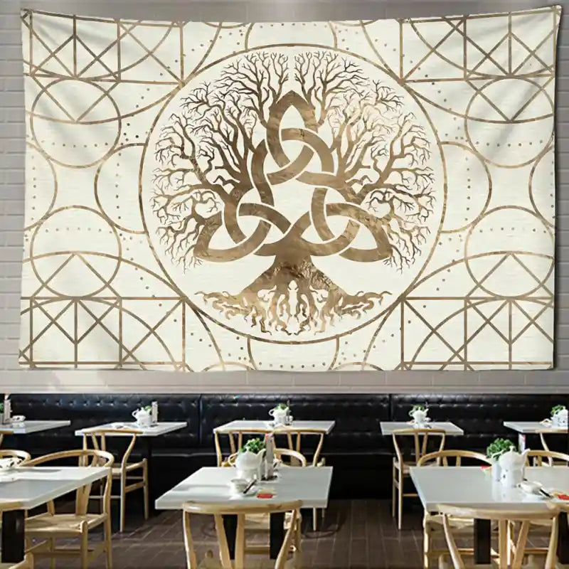 Retro Bohemian Wall Decor Tapestry Hanging 95x70cm / Beige