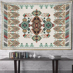 Retro Bohemian Wall Decor Tapestry Hanging 95x70cm / Beige