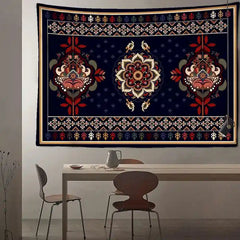 Retro Bohemian Wall Decor Tapestry Hanging 95x70cm / Blue