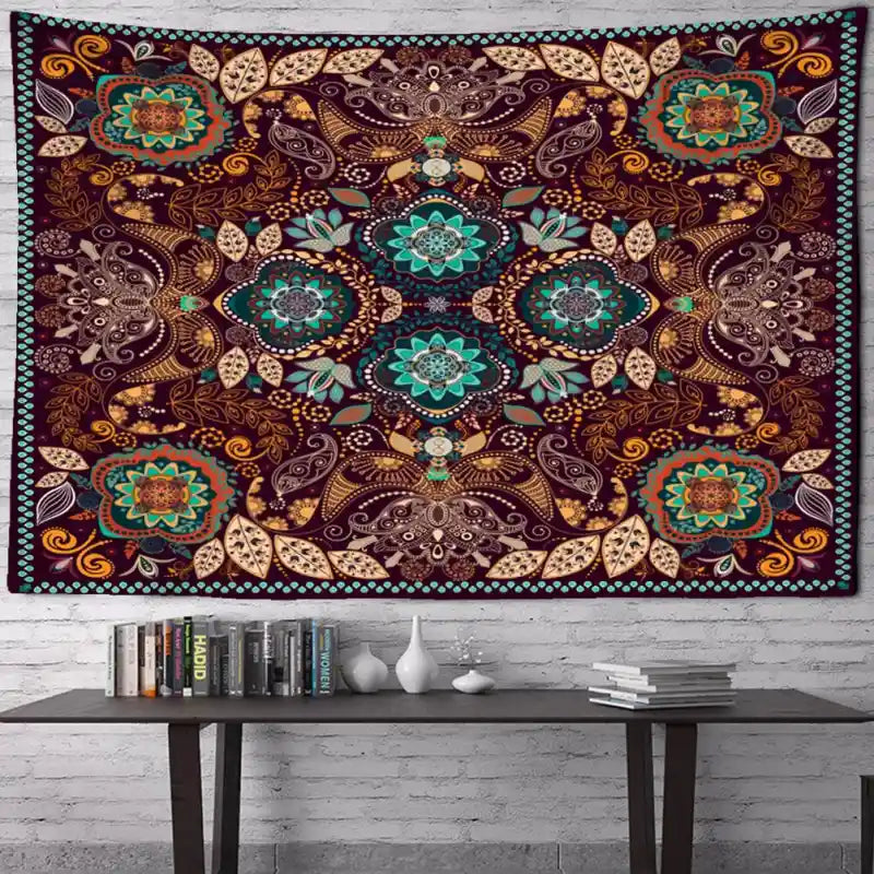 Retro Bohemian Wall Decor Tapestry Hanging 95x70cm / Brown