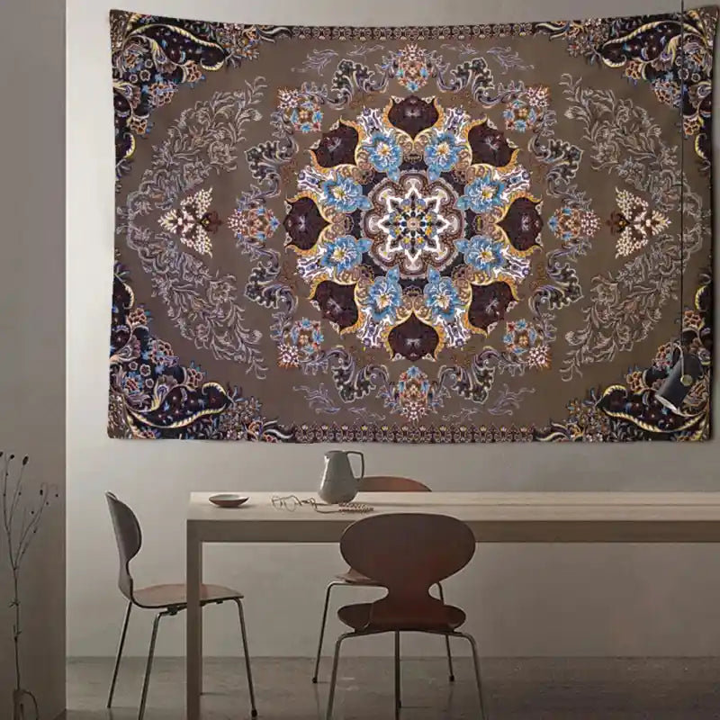 Retro Bohemian Wall Decor Tapestry Hanging 95x70cm / Brown