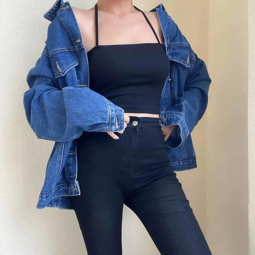 Retro Casual Versatile Denim Jacket for Everyday Wear Dark