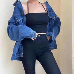 Retro Casual Versatile Denim Jacket for Everyday Wear Dark