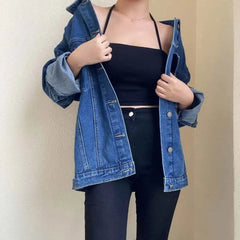 Retro Casual Versatile Denim Jacket for Everyday Wear Dark