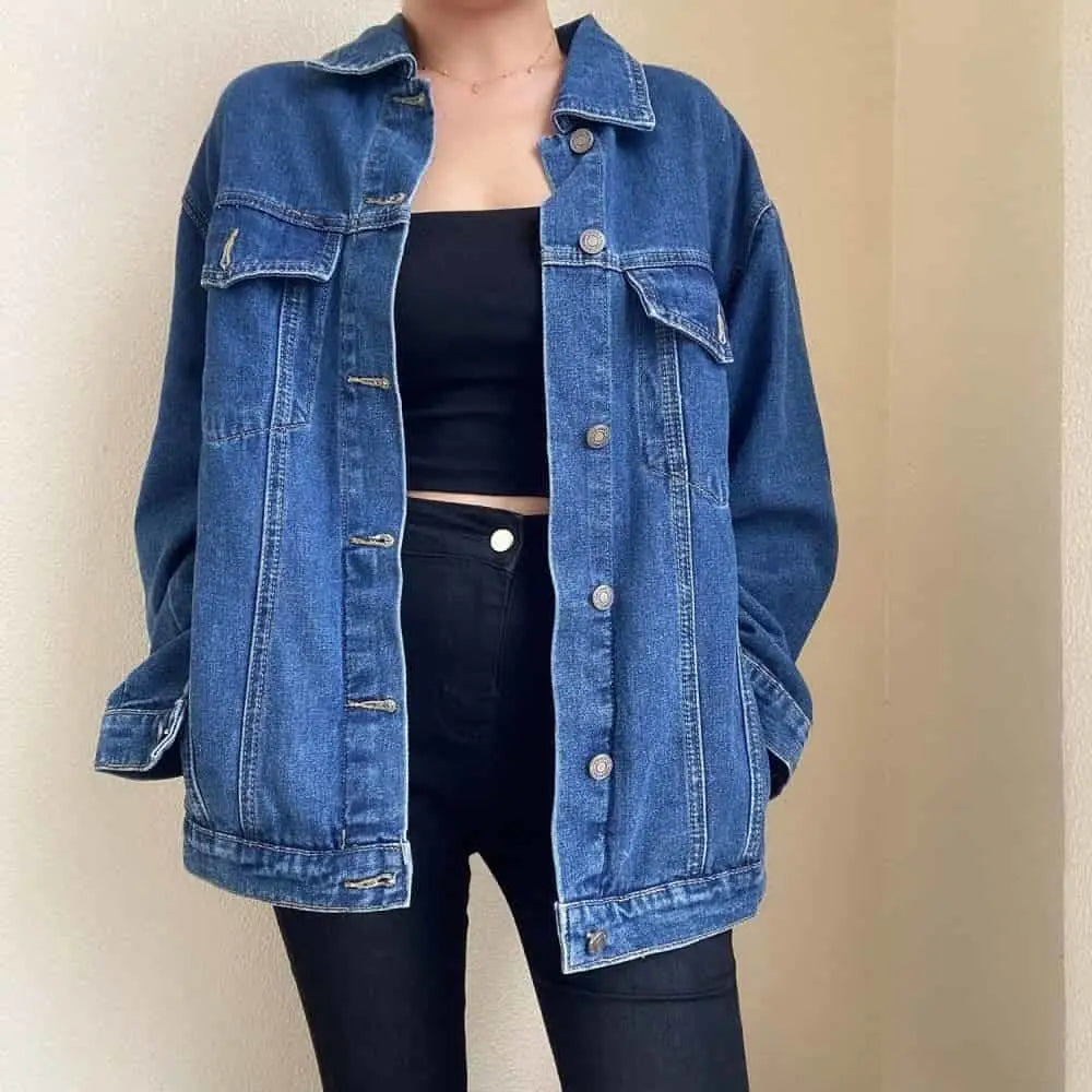 Retro Casual Versatile Denim Jacket for Everyday Wear Dark