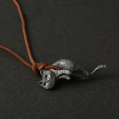 Retro Cat Animal Necklace for Lovers Gray