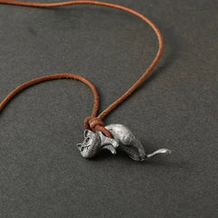 Retro Cat Animal Necklace for Lovers Gray
