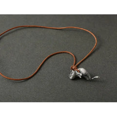 Retro Cat Animal Necklace for Lovers Gray