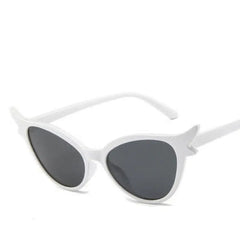 Retro Cat Eye Sunglasses UV400 Acrylic Frame White-Gray