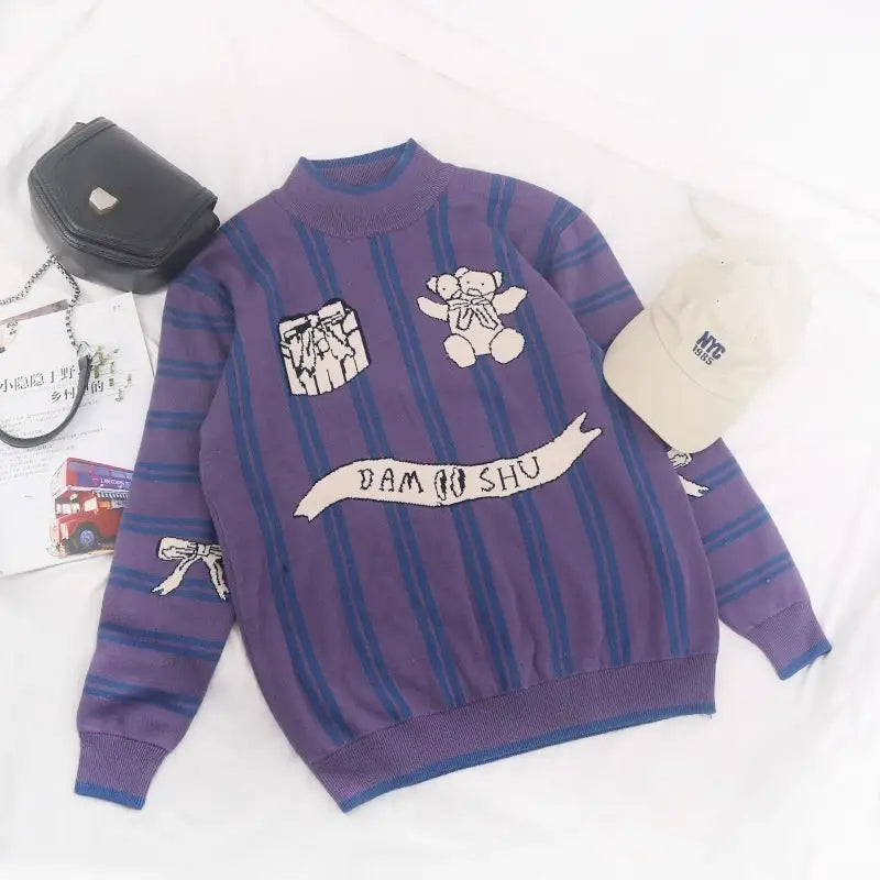 Retro Cute Dam Shu Bear Sweater