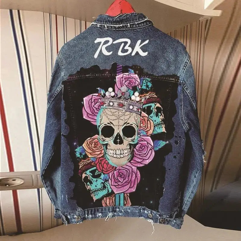 Retro Cute Skull Denim Jacket