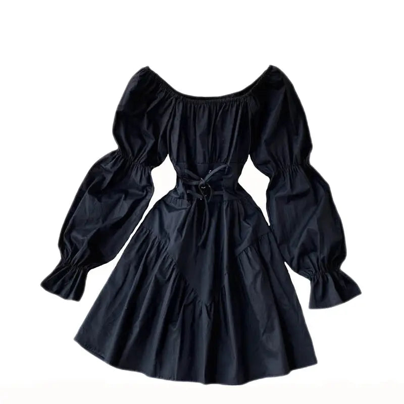 Retro Gothic Bandage Mini Dress - Black / One Size
