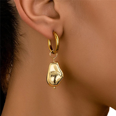 Retro Irregular Stainless Steel Drop Hoop Earrings