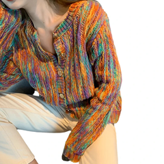 Retro Knitted Loose Button Up Long Sleeve Cardigan