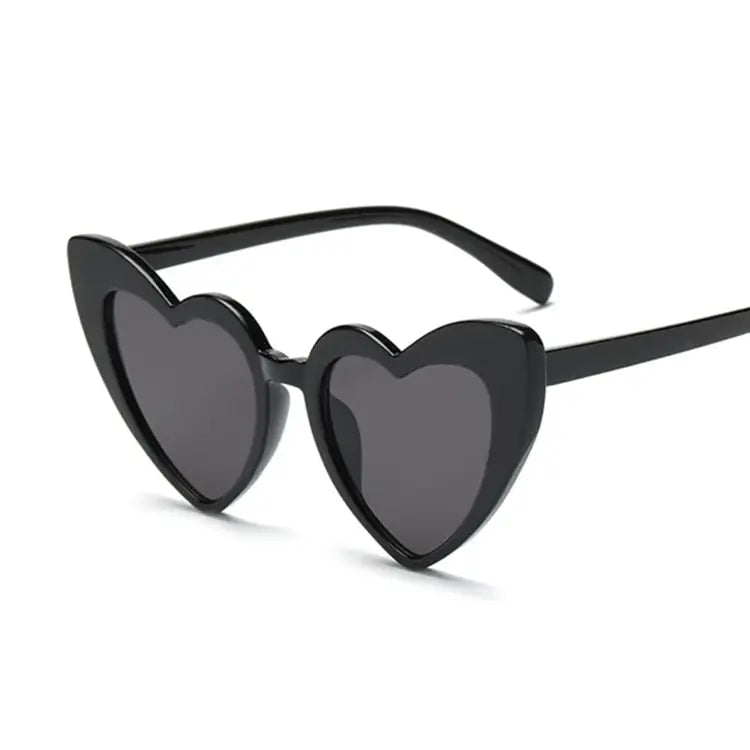 Retro Love Heart Sunglasses for Women and Men Black-Gray