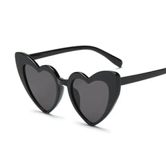 Retro Love Heart Sunglasses for Women and Men Black-Gray