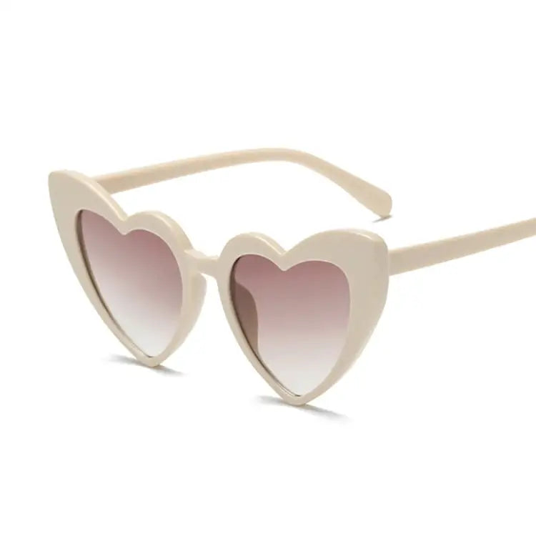 Retro Love Heart Sunglasses for Women and Men White-Gray