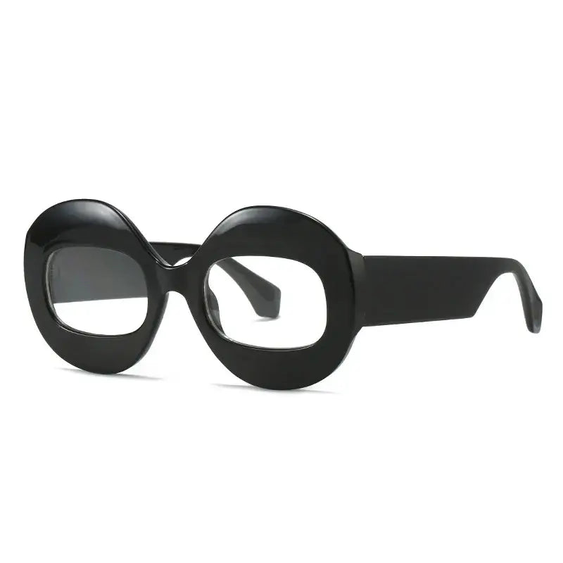 Retro Oval Clear Gradient Glasses - Black - Sunglasses