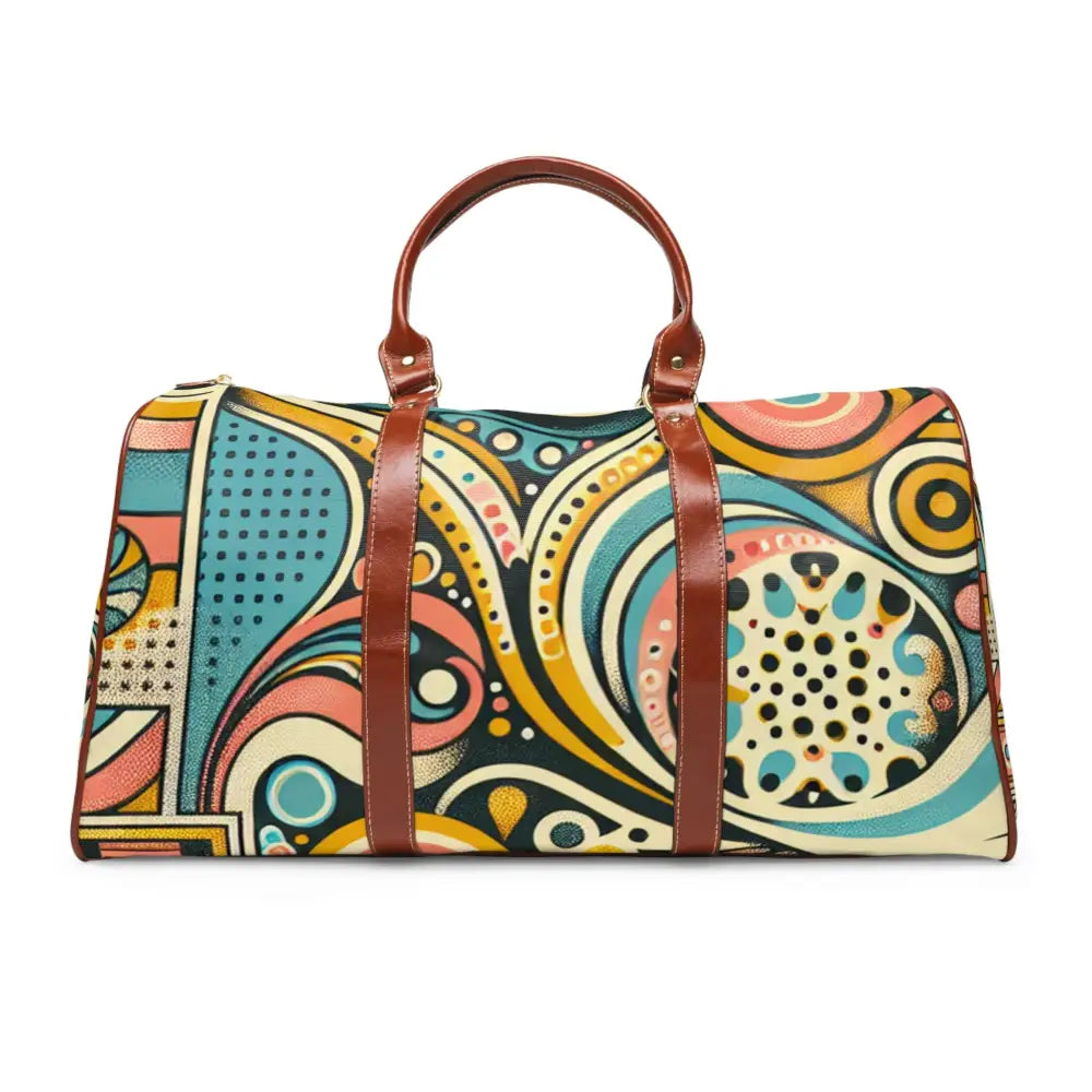 Retro Pattern Area Travel Bag in Yellow Coral and Sky Blue