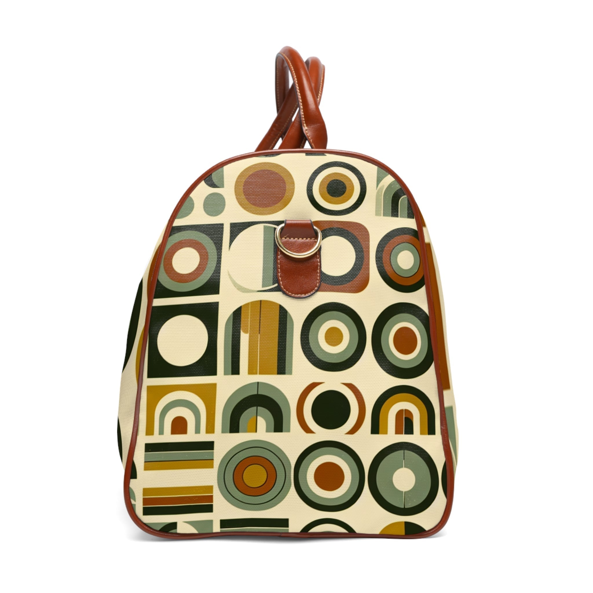 Retro Patterned Area Travel Bag in Olive and Mustard 20’’ x