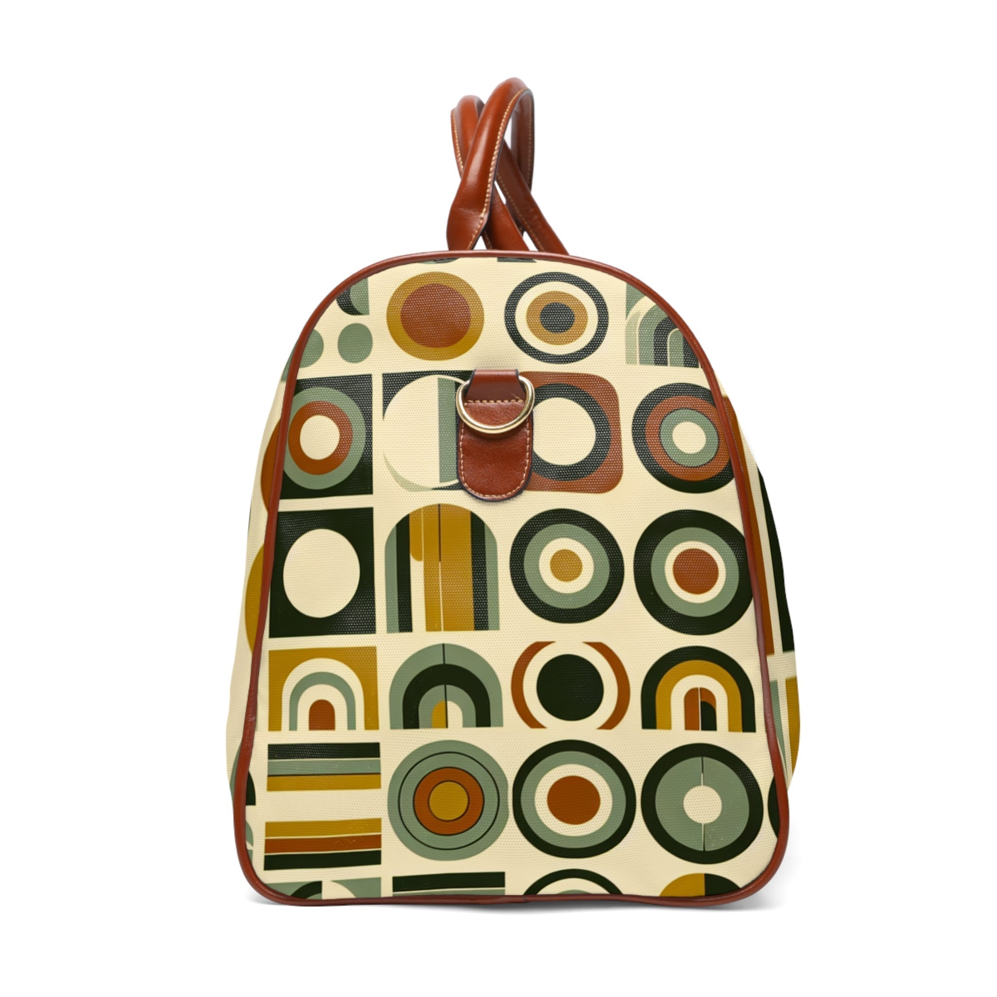 Retro Patterned Area Travel Bag in Olive and Mustard 20’’ x