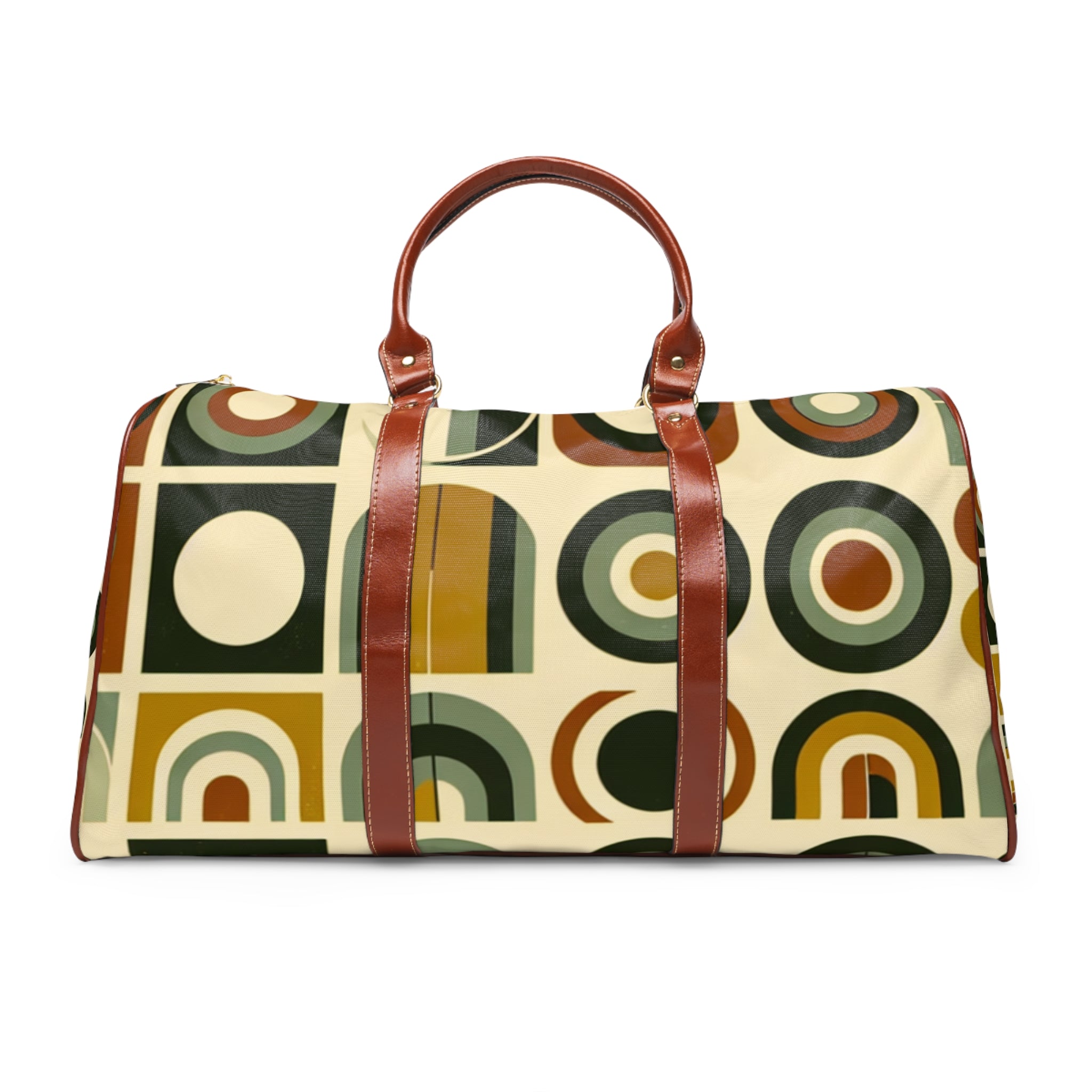 Retro Patterned Area Travel Bag in Olive and Mustard 20’’ x