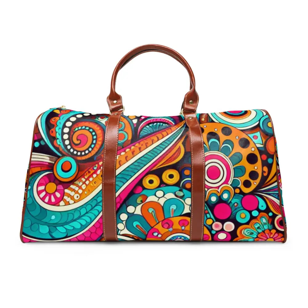 Retro Patterned Area Travel Bag with Psychedelic Design