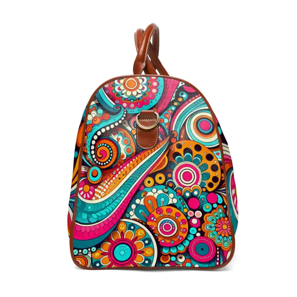 Retro Patterned Area Travel Bag with Psychedelic Design