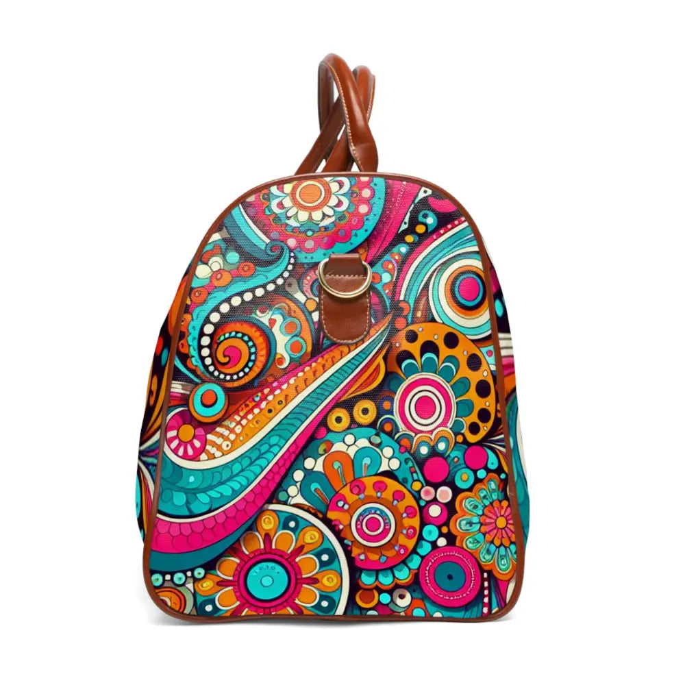 Retro Patterned Area Travel Bag with Psychedelic Design