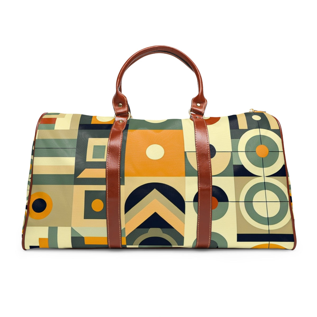 Retro Patterned Travel Bag with Geometric Mid Century