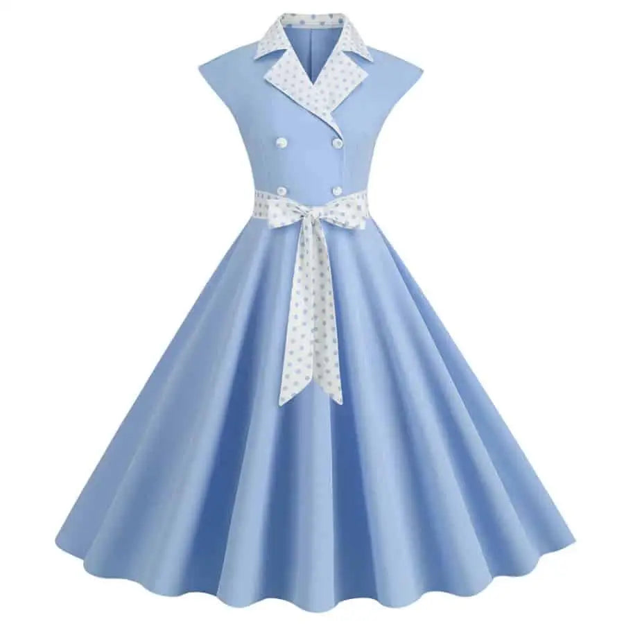 Retro Plaid Vintage Dresses From the 50s 60s and 70s - Blue