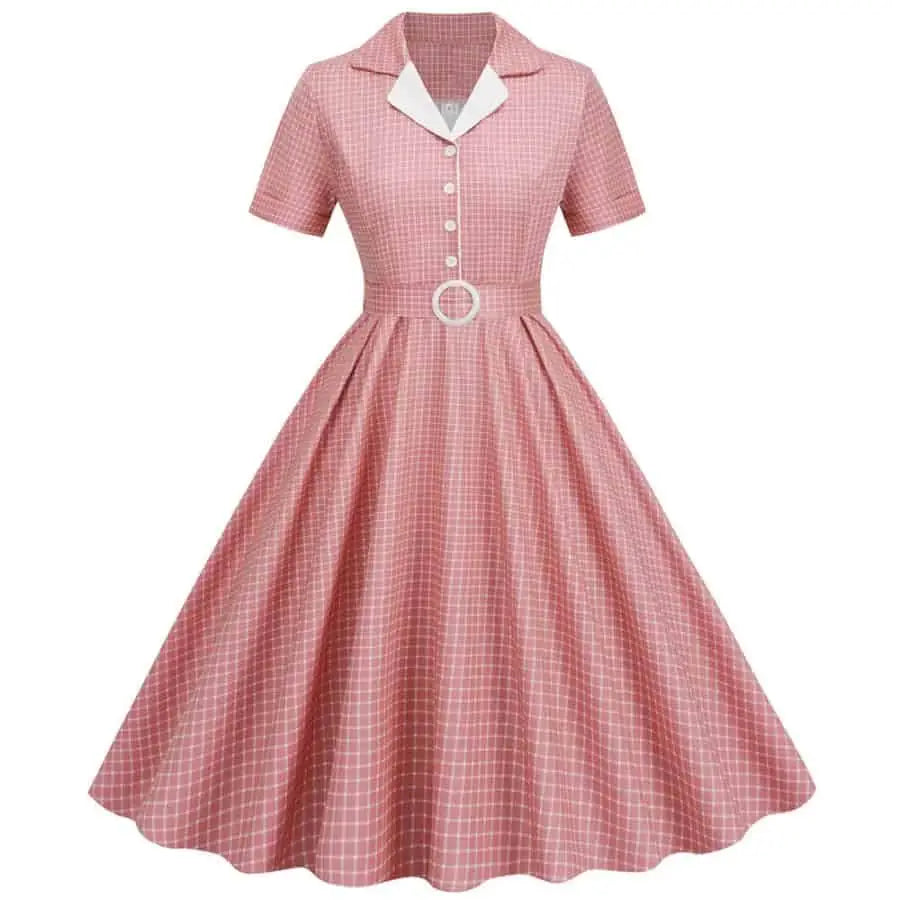 Retro Plaid Vintage Dresses From the 50s 60s and 70s - Pink