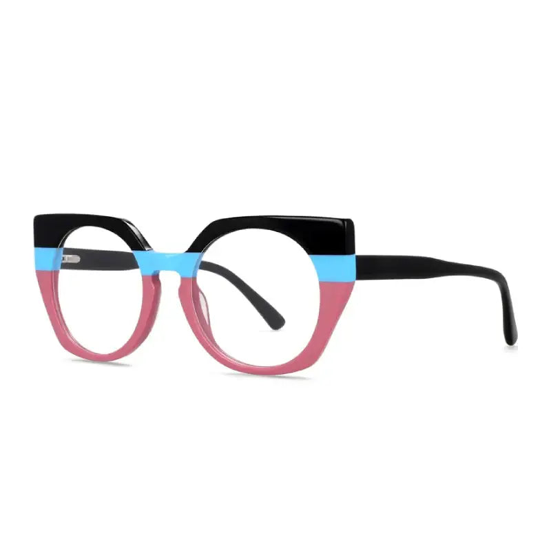 Retro Round Eye Acetate Frame Glasses - Black