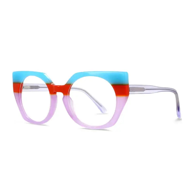 Retro Round Eye Acetate Frame Glasses - Blue