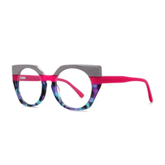 Retro Round Eye Acetate Frame Glasses - Red