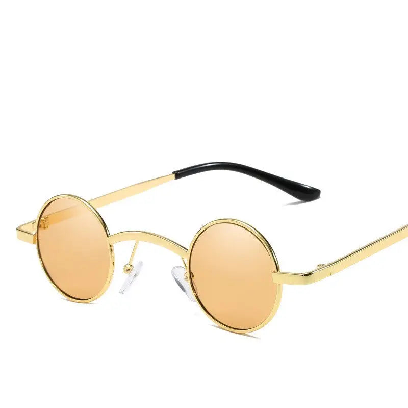Retro Round Small Frame Sunglasses - Brown / One Size