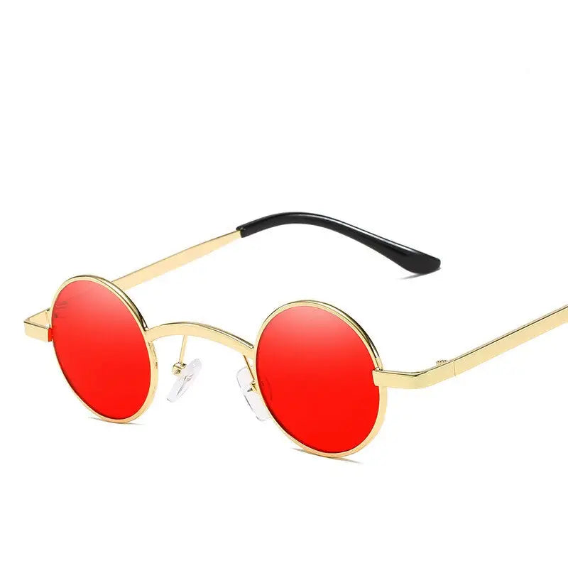 Retro Round Small Frame Sunglasses - Red / One Size