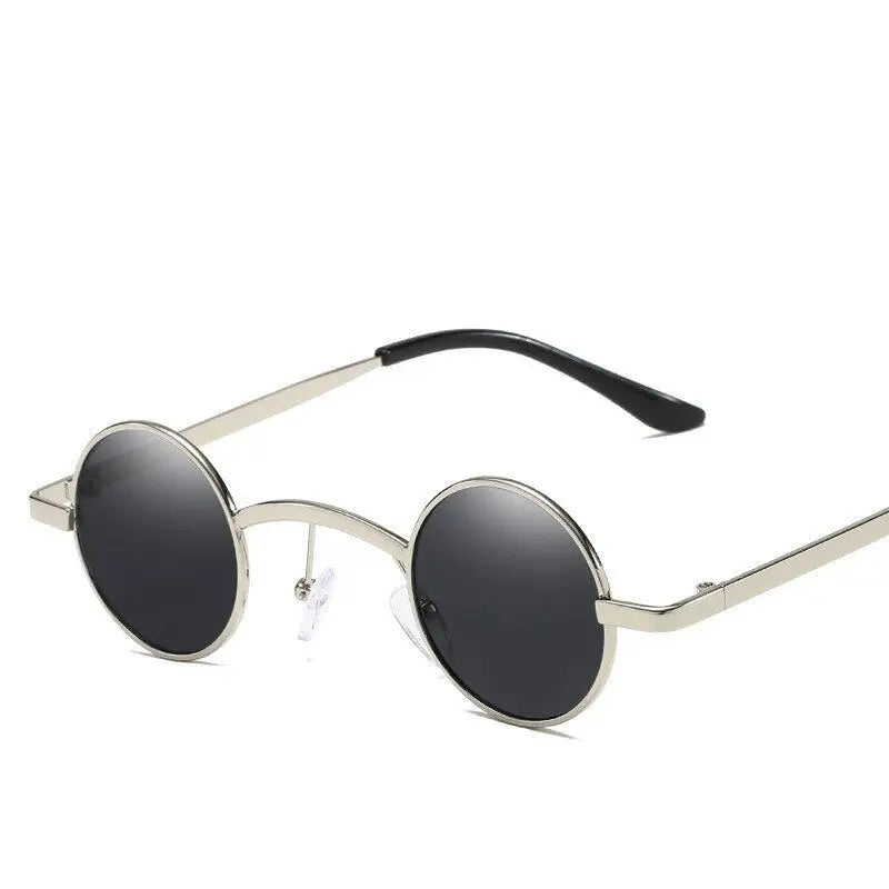 Retro Round Small Frame Sunglasses - Silver-Gray / One Size