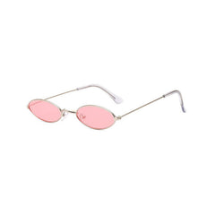 Retro Small Oval Sunglasses - Silver Pink