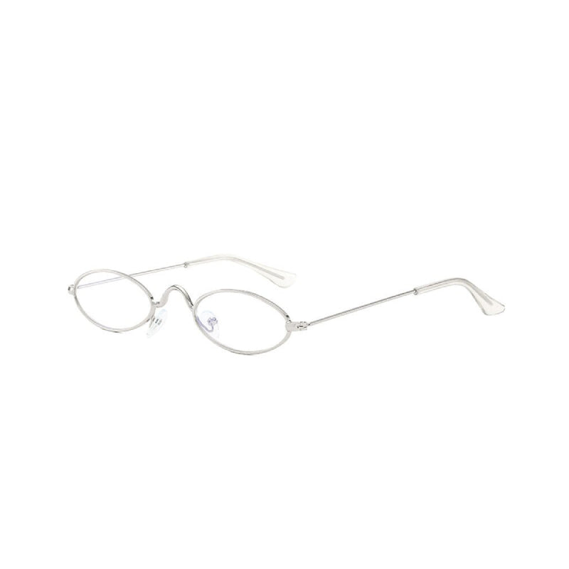 Retro Small Oval Sunglasses - Silver Trans