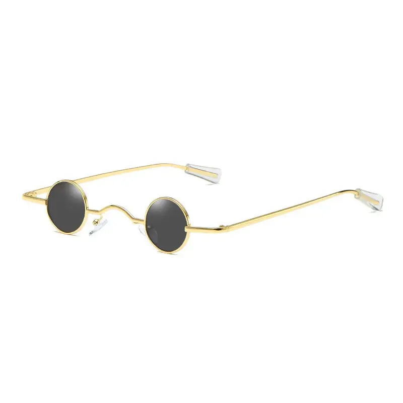 Retro Small Round Wide Bridge Metal Frame Sunglasses - Gold
